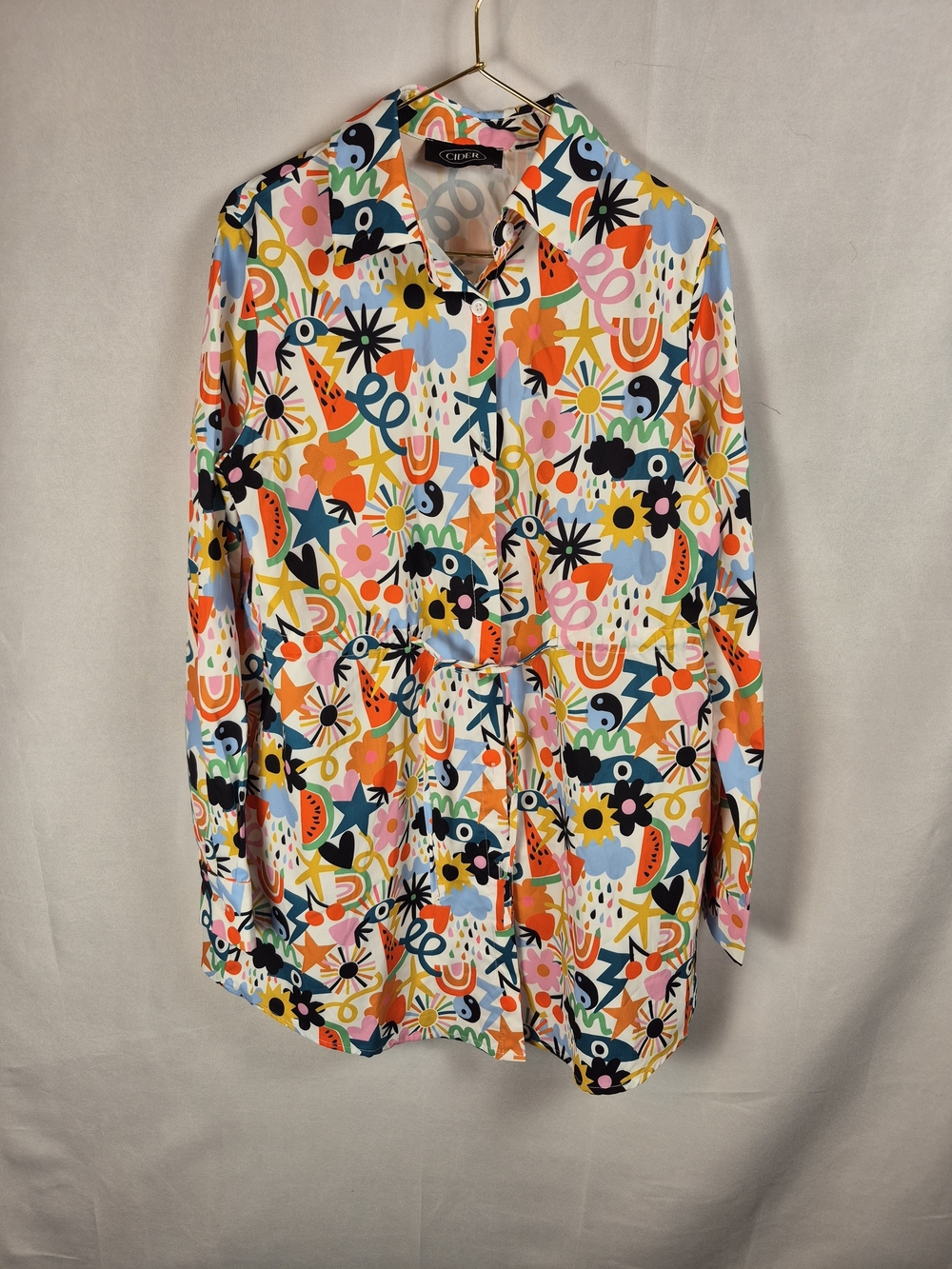 Cider Multicolor Graphic Button-Front Women's Shirt Dress Size S
